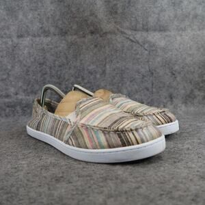 Canvas Casuals Shoes Womens 9 Sneakers Slip On Comfort Stripe Moc Flat Loafers